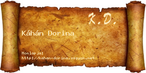 Káhán Dorina névjegykártya